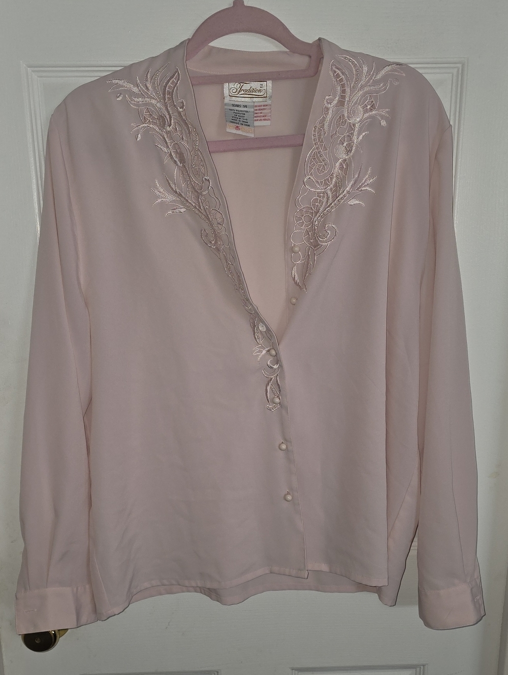 Delicate Embroidered Pink Blouse